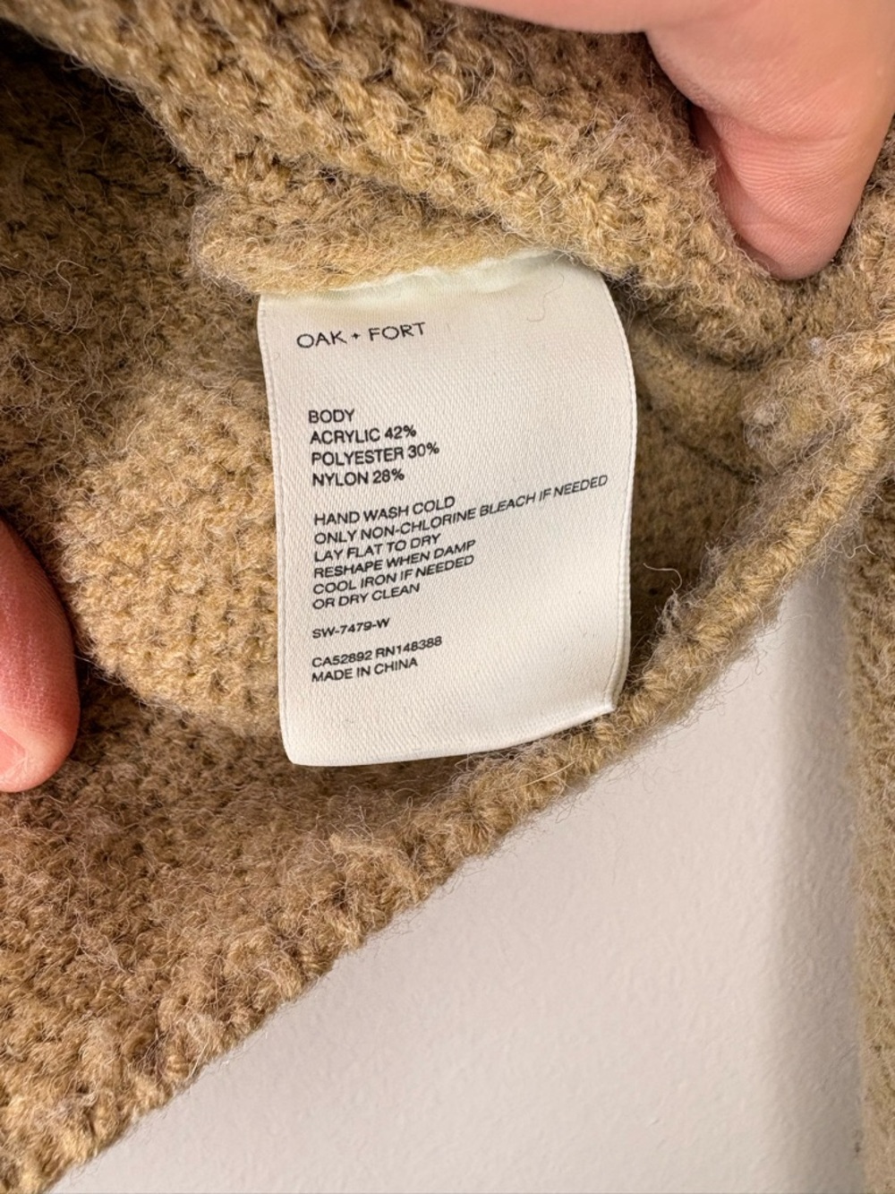 Oak + Fort Cropped Collared Knit Sweater Camel Beige XS Minimalist - Picture 3 of 4